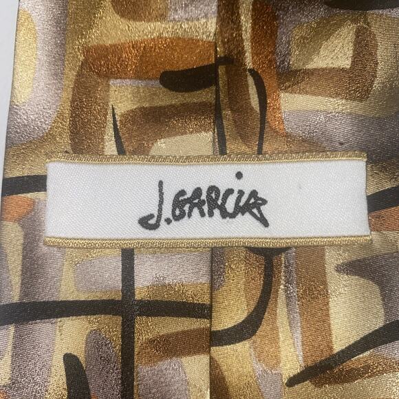 J. GARCIA Limited #43 Silk Necktie Designer NEW YORK AT NIGHT Gold 62”x4” - Picture 5 of 5